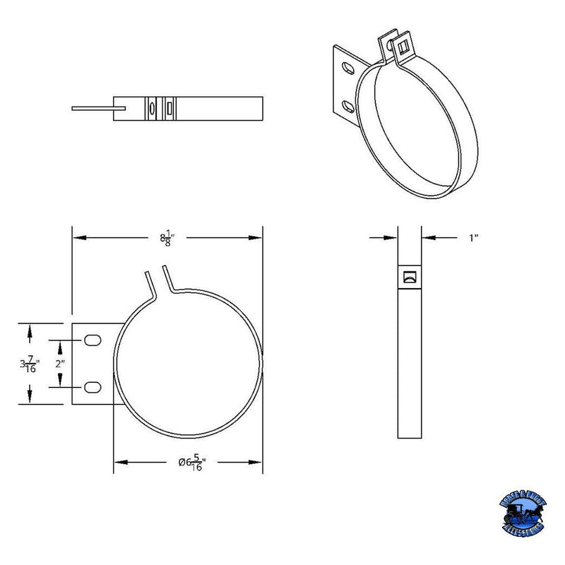 UNITED PACIFIC 304 STAINLESS STEEL EXHAUST CLAMP FOR PETERBILT EXHAUST 6" Black