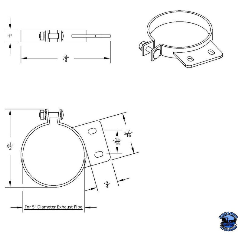 UNITED PACIFIC 304 STAINLESS STEEL EXHAUST CLAMP FOR PETERBILT EXHAUST 5" Lavender