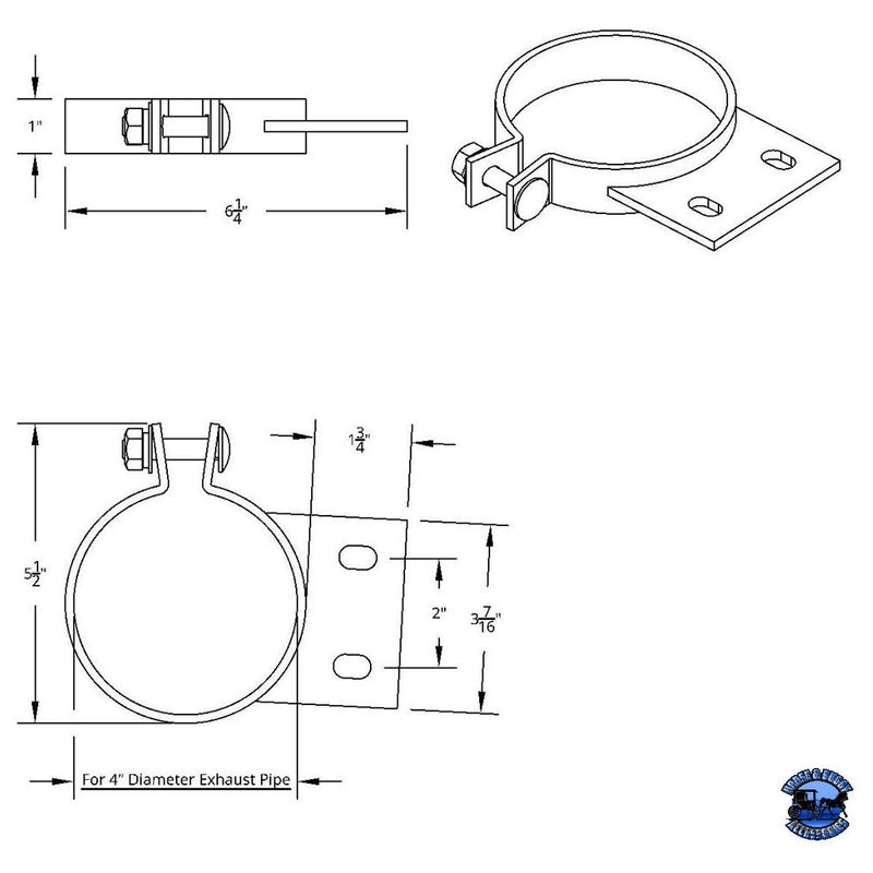 UNITED PACIFIC 304 STAINLESS STEEL EXHAUST CLAMP FOR PETERBILT EXHAUST 4" Black