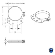 UNITED PACIFIC STAINLESS EXHAUST CLAMP FOR PETERBILT ULTRA CAB EXHAUST 6" Black