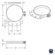 UNITED PACIFIC STAINLESS EXHAUST CLAMP FOR PETERBILT ULTRA CAB EXHAUST 7" Black
