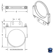 UNITED PACIFIC STAINLESS CAB EXHAUST CLAMP FOR PETERBILT 5" Part No. up-21286 EXHAUST Black