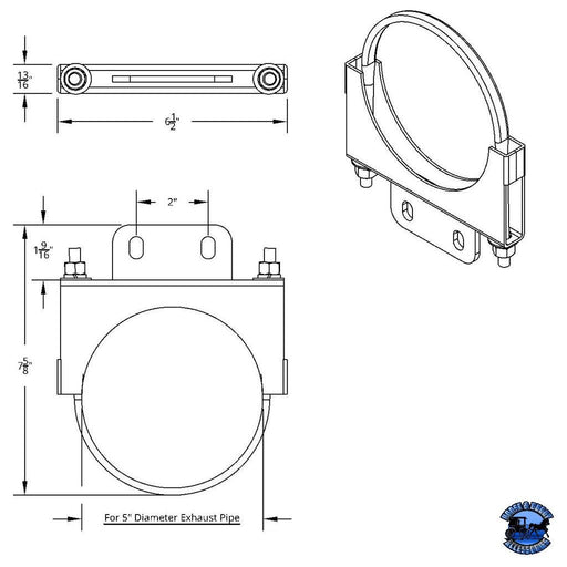 UNITED PACIFIC STAINLESS CAB EXHAUST CLAMP FOR PETERBILT 5" Part No. up-21286