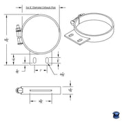 UNITED PACIFIC CHROME CAB EXHAUST CLAMP FOR PETERBILT EXHAUST 6" Light Gray