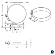 UNITED PACIFIC CHROME CAB EXHAUST CLAMP FOR PETERBILT EXHAUST 8" Black