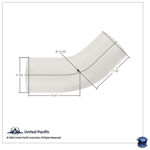 UNITED PACIFIC ALUMINIZED 45 DEGREE EXHAUST ELBOW FOR KENWORTH PART NO. 18341