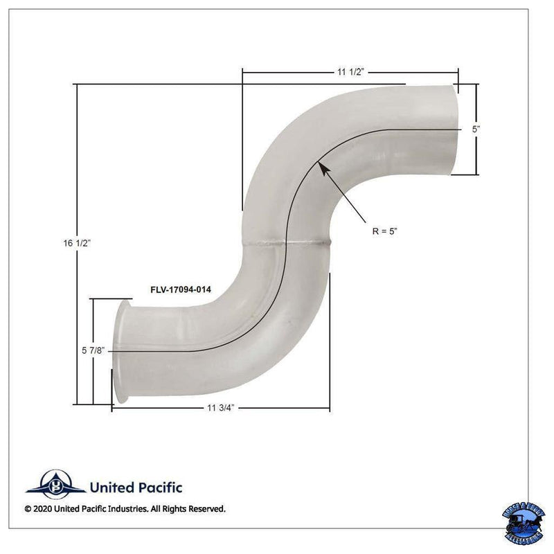 UNITED PACIFIC ALUMINIZED EXHAUST ELBOW FOR FREIGHTLINER 04-17094-014 PART NO. 18328 EXHAUST Gray