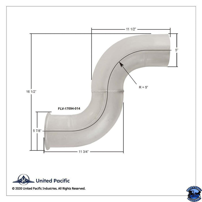 UNITED PACIFIC ALUMINIZED EXHAUST ELBOW FOR FREIGHTLINER 04-17094-014 PART NO. 18328