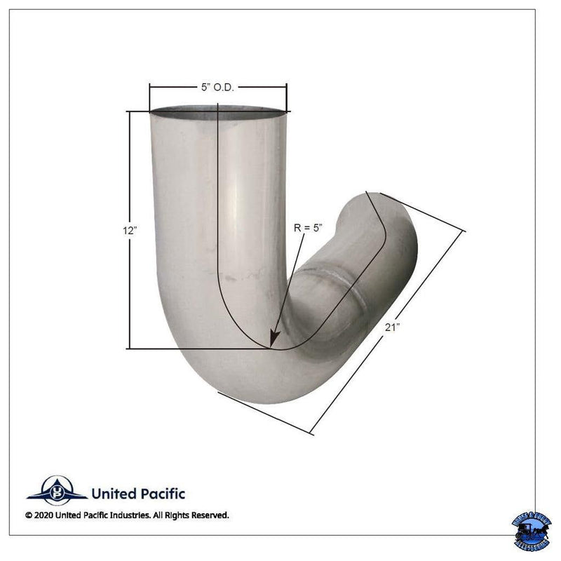 UNITED PACIFIC ALUMINIZED EXHAUST ELBOW FOR FREIGHTLINER 04-15653-000 PART NO. 6469 EXHAUST Gray