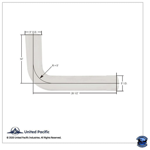 UNITED PACIFIC ALUMINIZED 90 DEGREE EXHAUST ELBOW FOR FREIGHTLINER 04-09833-006 PART NO. 18326