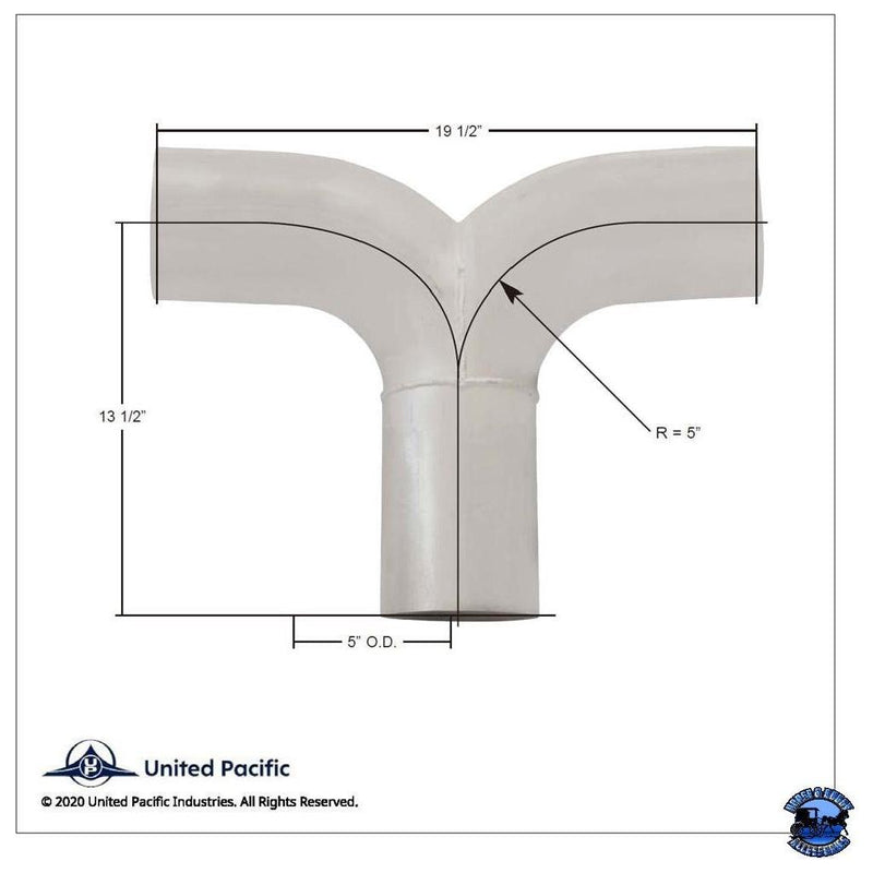 UNITED PACIFIC EXHAUST Y-DIVIDER FOR KENWORTH AEROCAB K180-18613 Part No. 6472 EXHAUST Gray