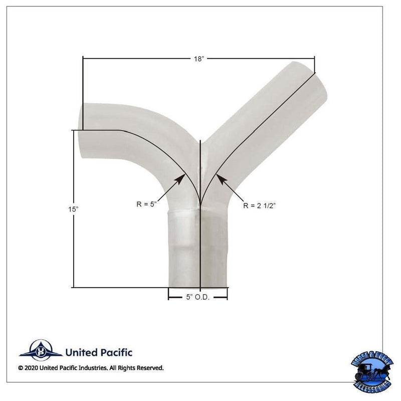 UNITED PACIFIC EXHAUST Y-DIVIDER FOR KENWORTH K180-18028 PART NO. KW9T-18028 EXHAUST Light Gray