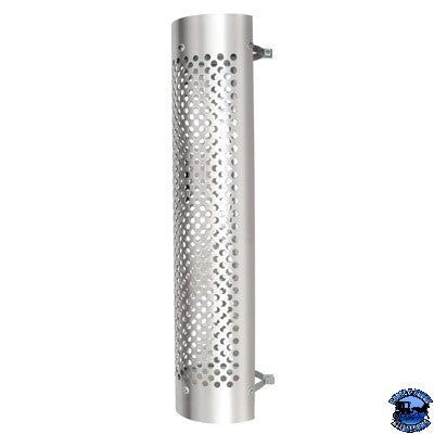 Gray UNITED PACIFIC 48" TALL 270 DEGREE STAINLESS EXHAUST MUFFLER SHIELD - ROUND SLOT 9" and 10" United Pacific Shield Exhaust 9",10"