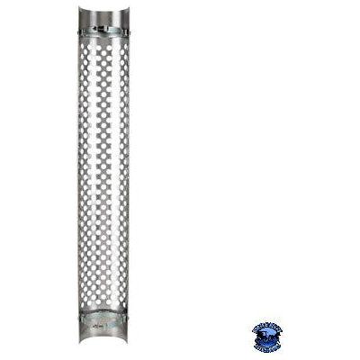 UNITED PACIFIC 48" TALL 180 DEGREE STAINLESS EXHAUST MUFFLER SHIELD - ROUND SLOT United Pacific Shield Exhaust 5",6",7",8" Light Gray