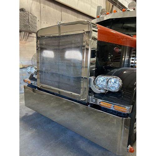 #GO-0000-97-USX  20'' BLIND MOUNT HAND FORMED MITERED BUMPER Peterbilt 389 BUMPER Dim Gray