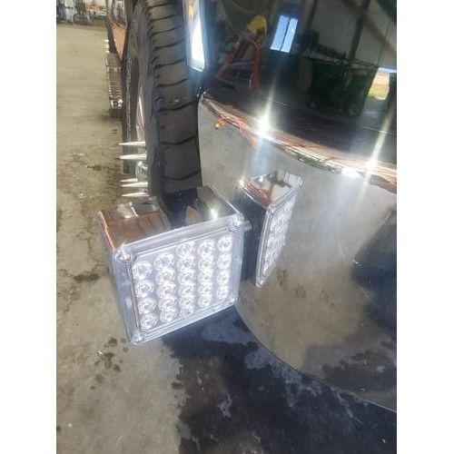 #77627 Square Double Face Pearl LED Pedestal Light Red/Amber w/clear lens (Driver) TURN SIGNAL Dim Gray