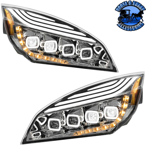 Dark Slate Gray QUAD-LED HEADLIGHT WITH LED DRL & SEQ. SIGNAL FOR 2018-2023 FREIGHTLINER CASCADIA (Choose Color) (Choose Side) HEADLIGHT Chrome / Driver's Side,Chrome / Passenger's side,Black / Driver's Side,Black / Passenger's side