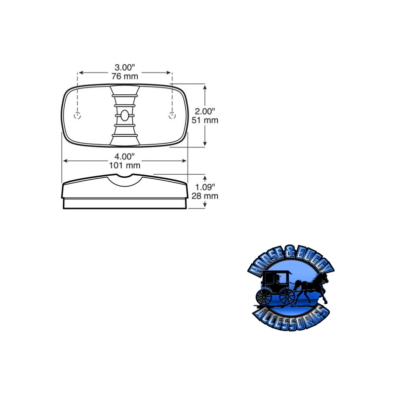 v138A 4"x2" Amber Incandescent Marker/ Clearance, PC-Rated, Rectangular, Double Bulls-Eye Light Gray