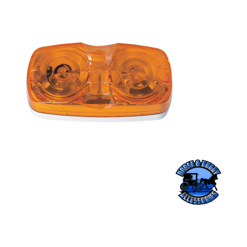 v138A 4"x2" Amber Incandescent Marker/ Clearance, PC-Rated, Rectangular, Double Bulls-Eye Chocolate
