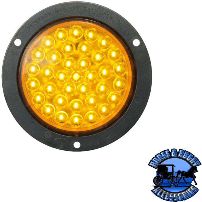 Orange V418KTA 4" Amber LED Stop/Turn/Tail, Round, 36 Diodes, Amber Kit, w/ Flange