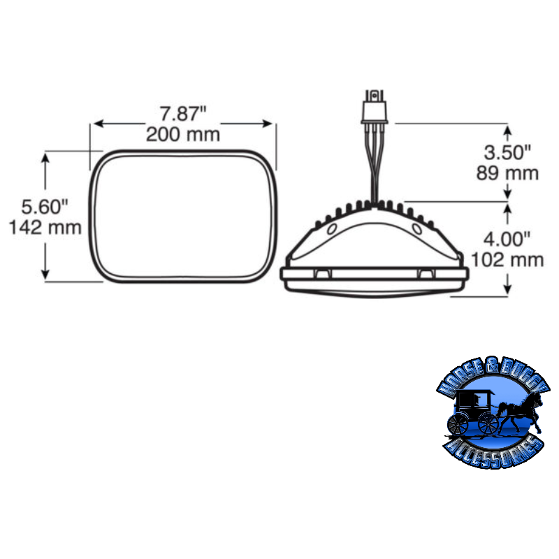 V705C LED Headlight, Rectangular, 5″X7″, white Dark Slate Gray