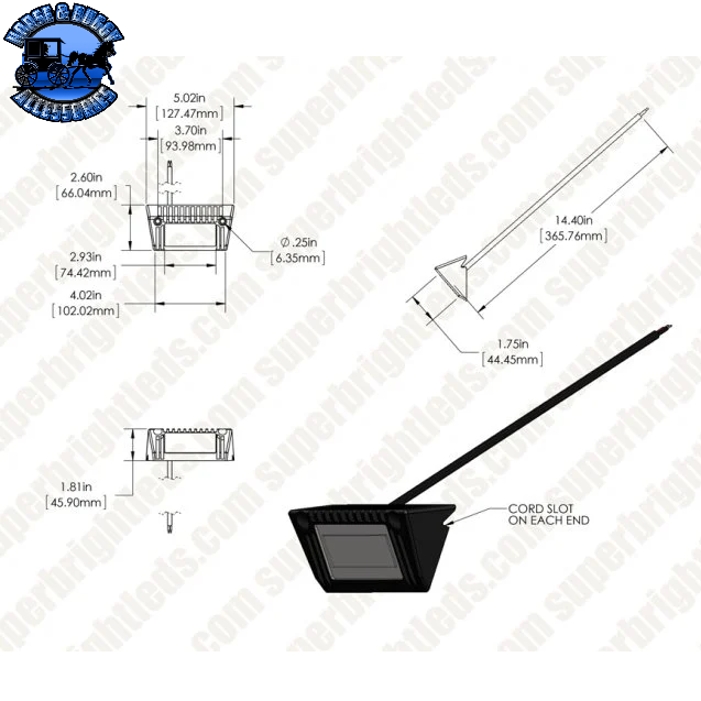 SB-VAL-CW5 5'' AWNING LIGHT TRAILER/RV EXTERIOR LED FLOOD LIGHT