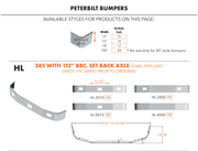Valley Chrome 2026 catalog - HL bumper family, dimensions and available end styles