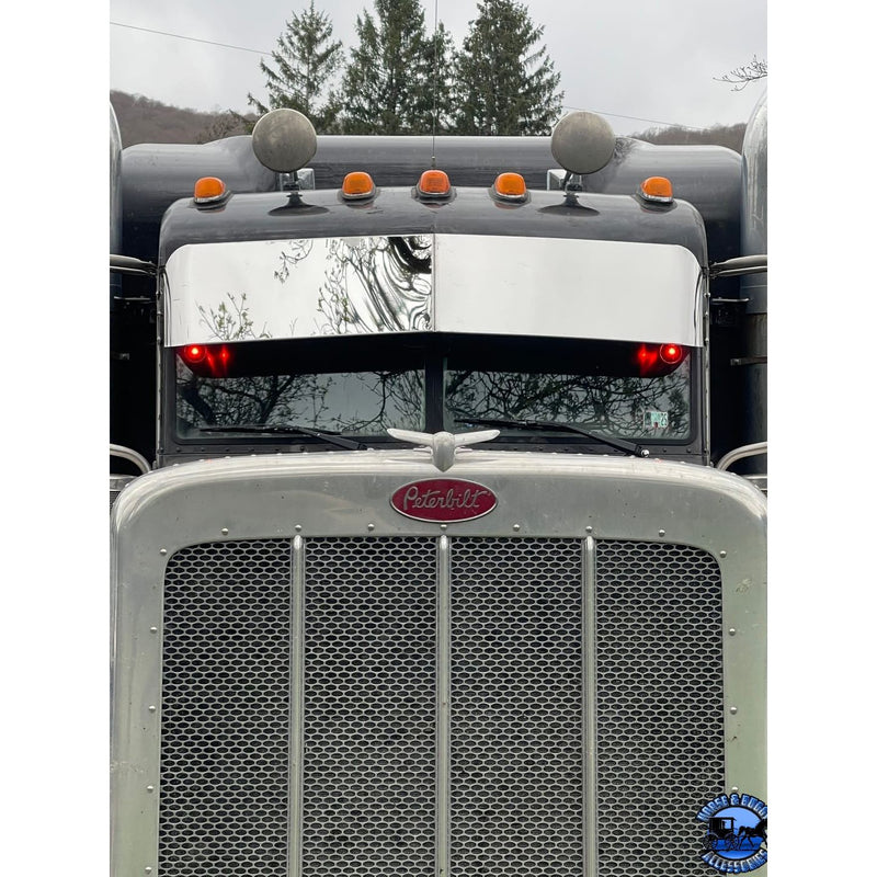 Rollin low Peterbilt 14" straight flat bottom visor 14 gauge 304 s.s. 379 389 #1005