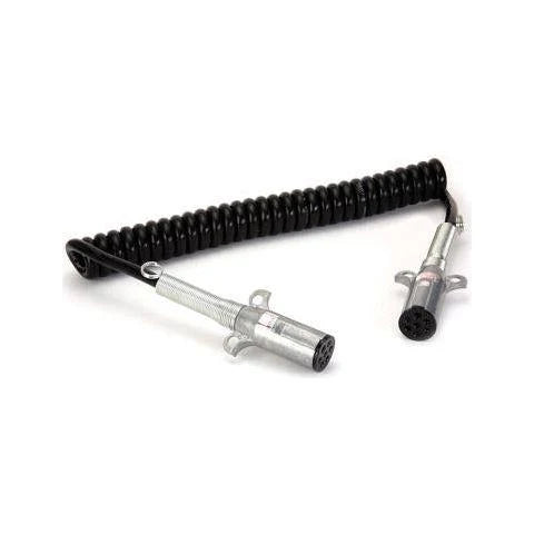 #590159  15' Seven Way Black Coiled Cord 1-72" Lead and 1-12" Lead