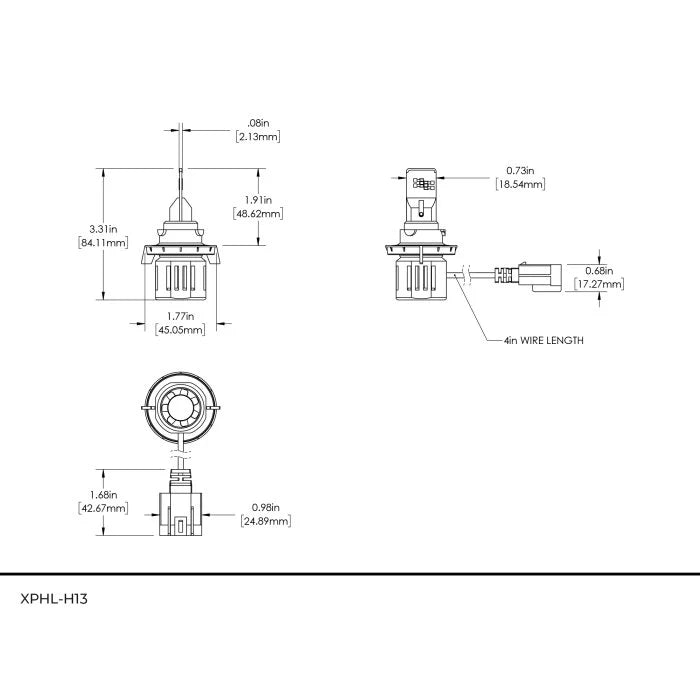 XPHL-h13  LED Bulbs h13 - Dual Beam - 6,000 Lumens - 6500K HEADLIGHT Light Gray