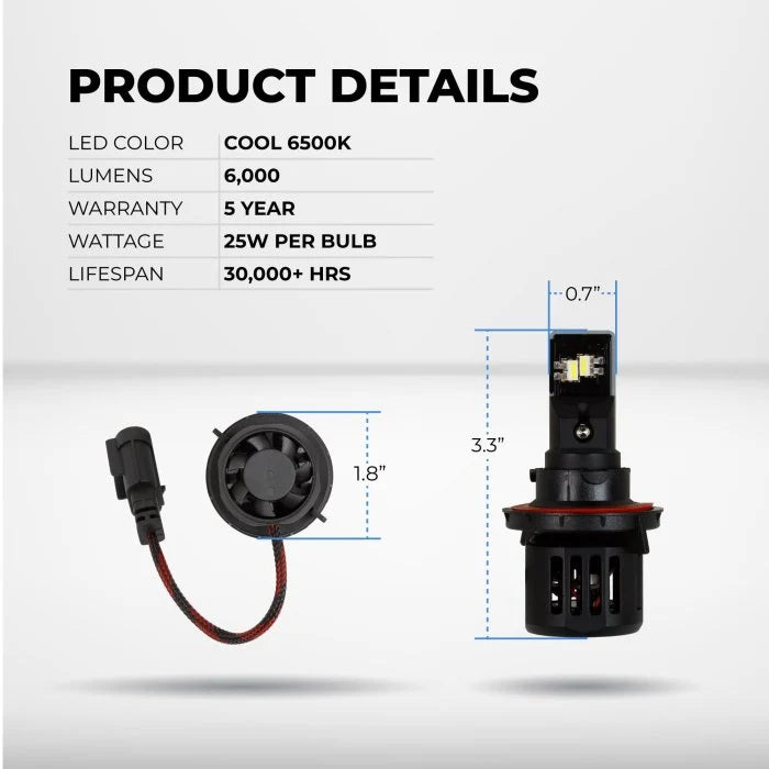 XPHL-h13  LED Bulbs h13 - Dual Beam - 6,000 Lumens - 6500K HEADLIGHT White Smoke