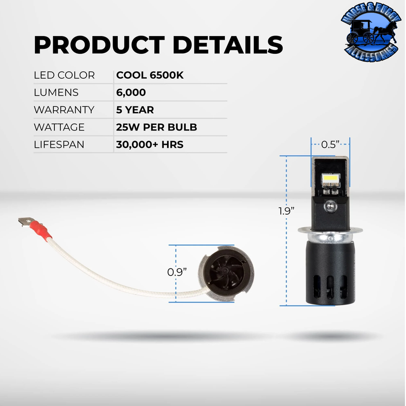 XPHL-H3  H3 LED Bulbs - High Beam / Low Beam / Fog Light - 6,000 Lumens - 6500K