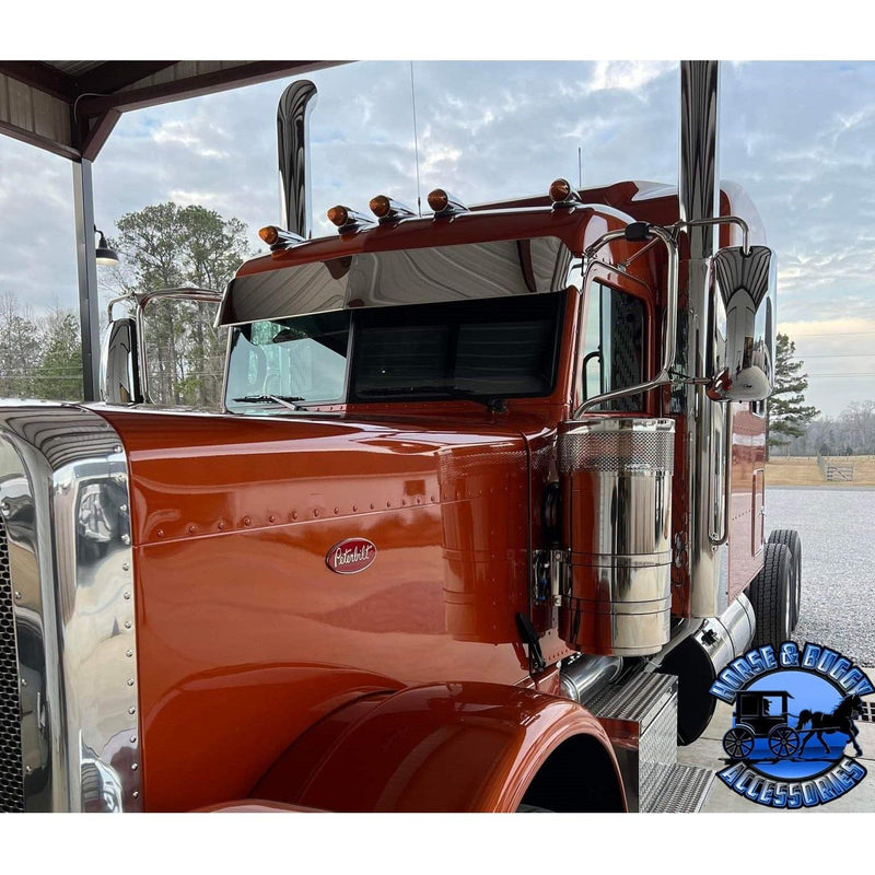 PETERBILT 10'' ROLLIN LOW S.S. STRAIGHT FLAT BOTTOM SUNVISOR #1002 PETERBILT VISOR Gray