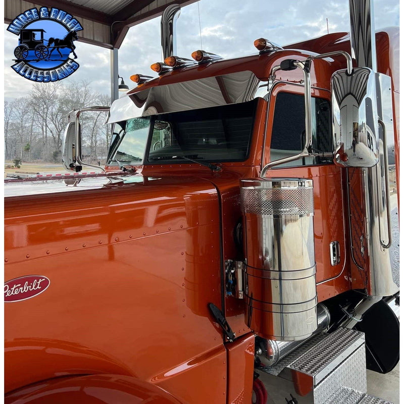 PETERBILT 10'' ROLLIN LOW S.S. STRAIGHT FLAT BOTTOM SUNVISOR #1002 PETERBILT VISOR Sienna