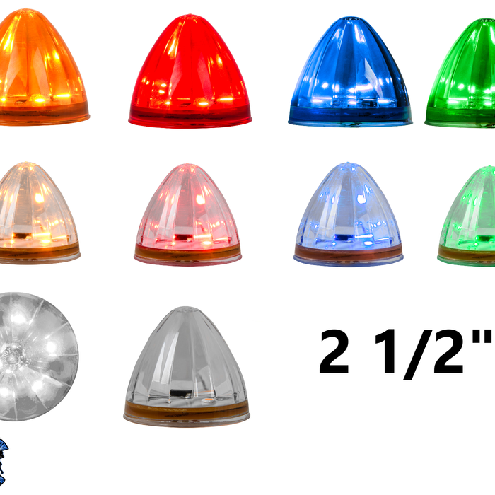 Gray 2 1/2" Watermelon sealed led grommet mount watermelon sealed led amber/amber,amber/clear,red/red,red/clear,white/clear,blue/blue,blue/clear,green/green,green/clear