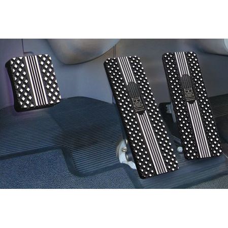Flat Diamond Cut Black Billet Pedal Set Dark Slate Gray