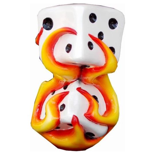 Orange Flaming Dice Shift Knob #VC-FLMDICE-ORG (1/2"-13 female threads) SHIFTER Antique White