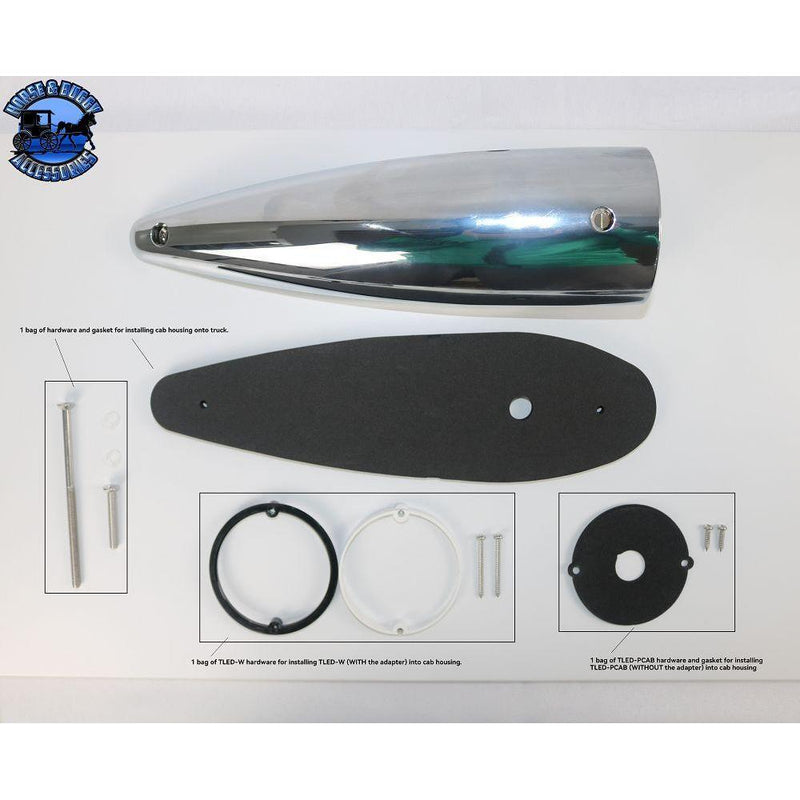 TU-1054 #1054 Peterbilt Bullet Cab Light Housing w/Watermelon Light Adapter w/mounting hardware and gaskets CAB LIGHT Light Gray