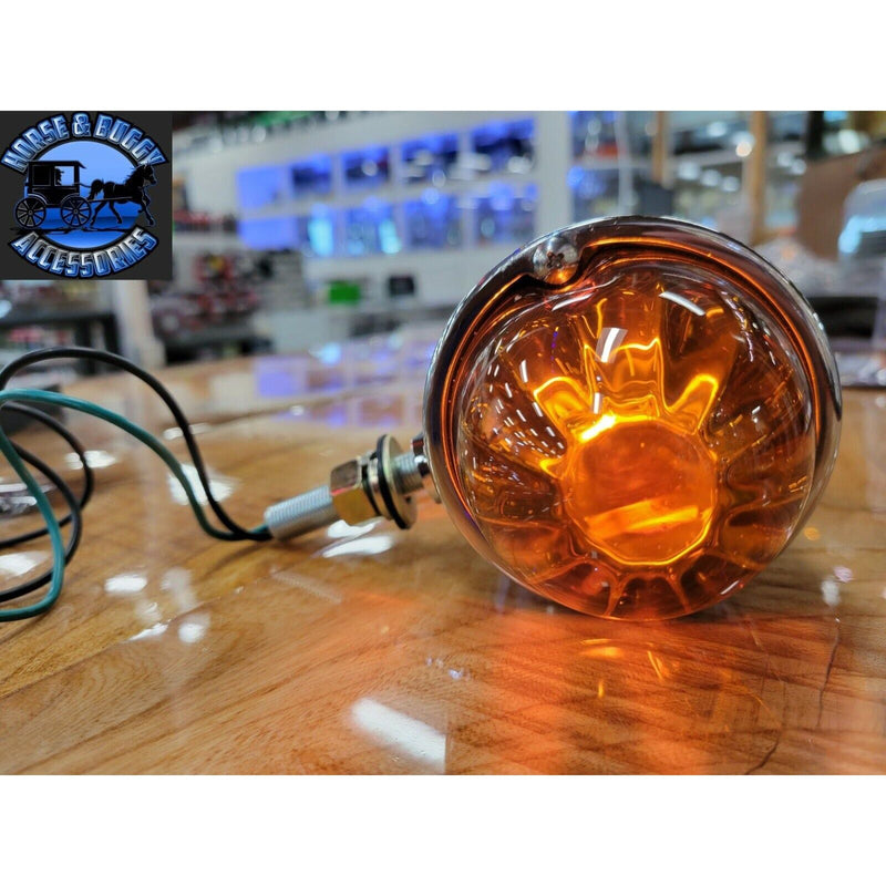 #78136 WATERMELON DARK AMBER GLASS DOUBLE FACE CHROME DIE CAST PEDESTAL LIGHT watermelon glass lens Sienna