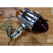 WATERMELON RED/AMBER GLASS LENS DOUBLE FACE CHROME DIE CAST PEDESTAL LIGHT #78135 watermelon glass lens Dim Gray