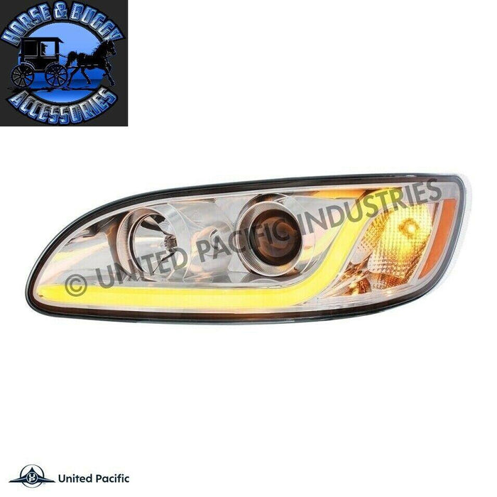 Gray Peterbilt 386/387/382/384 Projection Headlights chrome w/LED Glow light HEADLIGHT Driver's Side