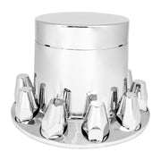 FLAT TOP CHROME ABS REAR AXLE COVER SET W/LOCKING TABS & STANDARD HUB CAP 40211 axle covers Light Gray