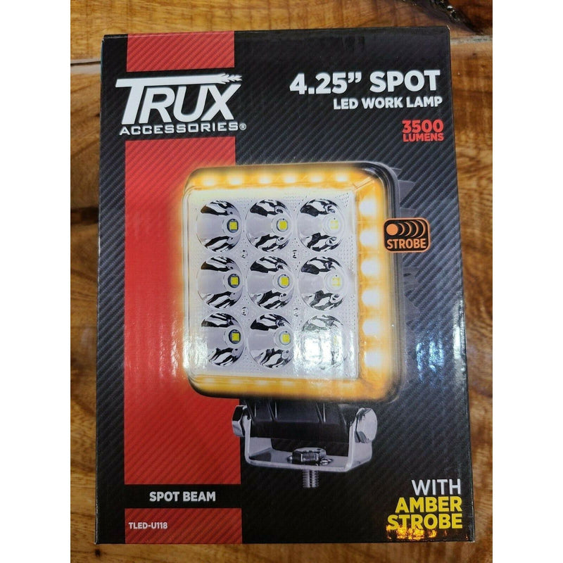 TLED-U118 trux 4.25" SQUARE STROBE SERIES SPOT LED WORK LAMP WITH AMBER STROBE Work light Dark Slate Gray