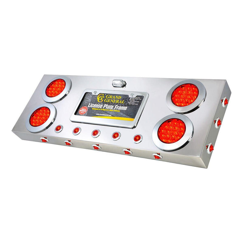 91302 red/red lens STAINLESS STEEL REAR CENTER LIGHT PANEL W/DUAL FUNCTION LEDS 91302 REAR CENTER PANEL Light Gray