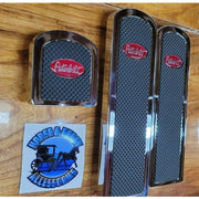 billet aluminum Peterbilt 379 389 359 foot pedals with rubber insert red logo #RZ-PS3-PB-DEC red FOOT PEDALS Dark Slate Gray