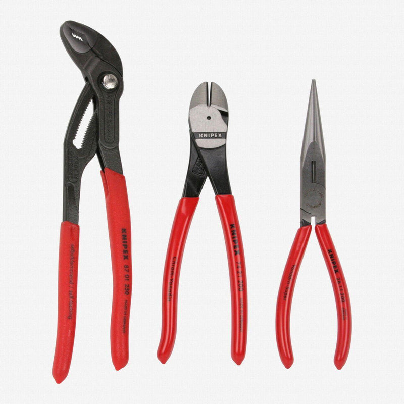 KNIPEX 00 20 08 US1 3 Piece Kraft 1 Pliers Set german made cutters needlenose UNIVERSAL White Smoke