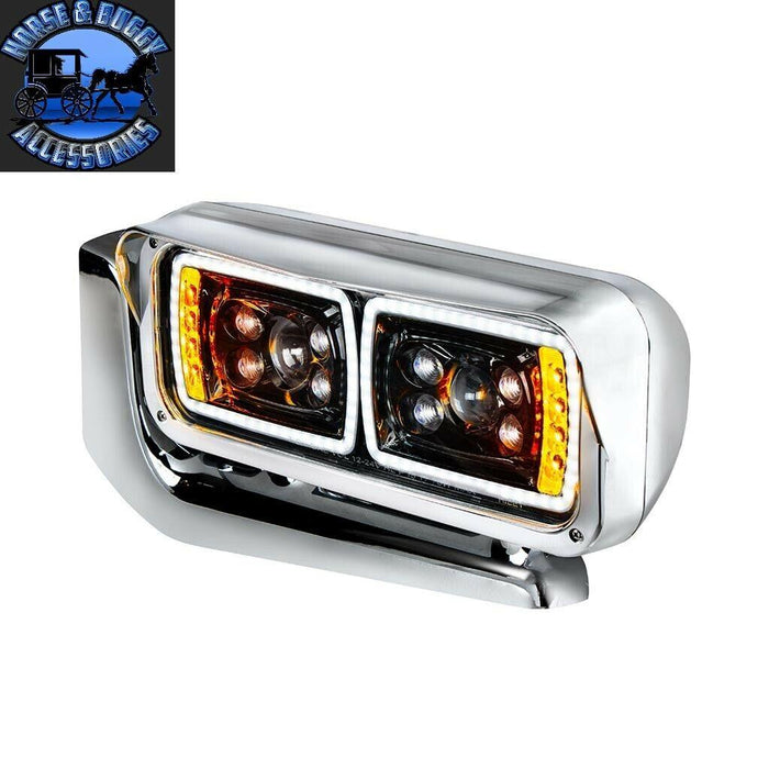 Light Gray All LED blackout Peterbilt 389 379 Headlights Full Assembly w/Mounting Arms (sold individually) HEADLIGHT PASSENGER SIDE