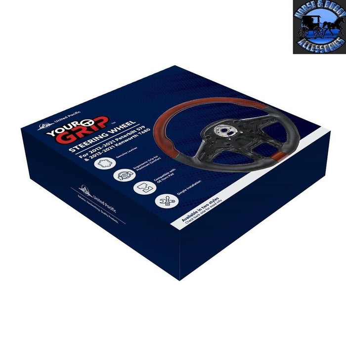 Midnight Blue up-88189 - [up-88036 pete] up-88191 18" Wood Steering Wheel For 2012-2021 Peterbilt 579 & 2013-2021 Kenworth kit steering