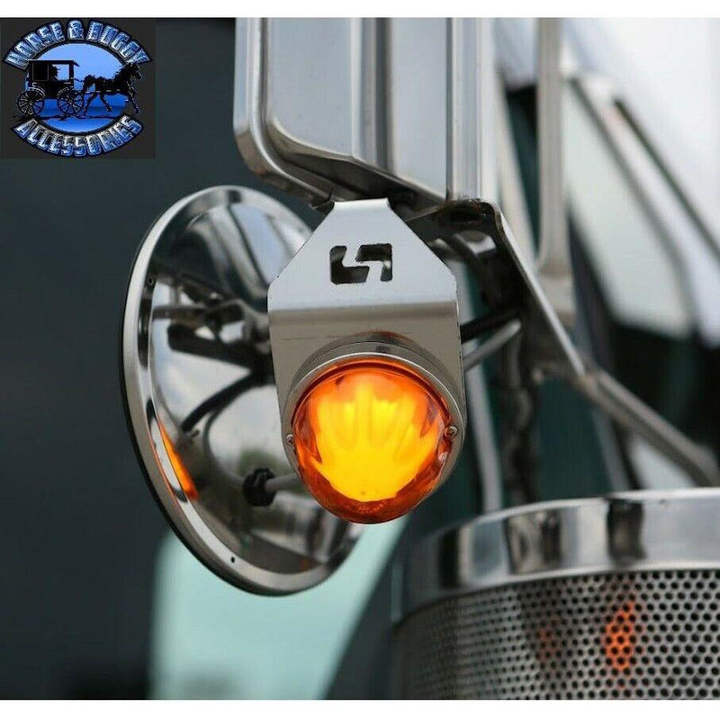 Shift watermelon turn signal brackets only, angled, w/logo stainless universal sold in pairs 2pc  #sp-172038 universal Dark Slate Gray