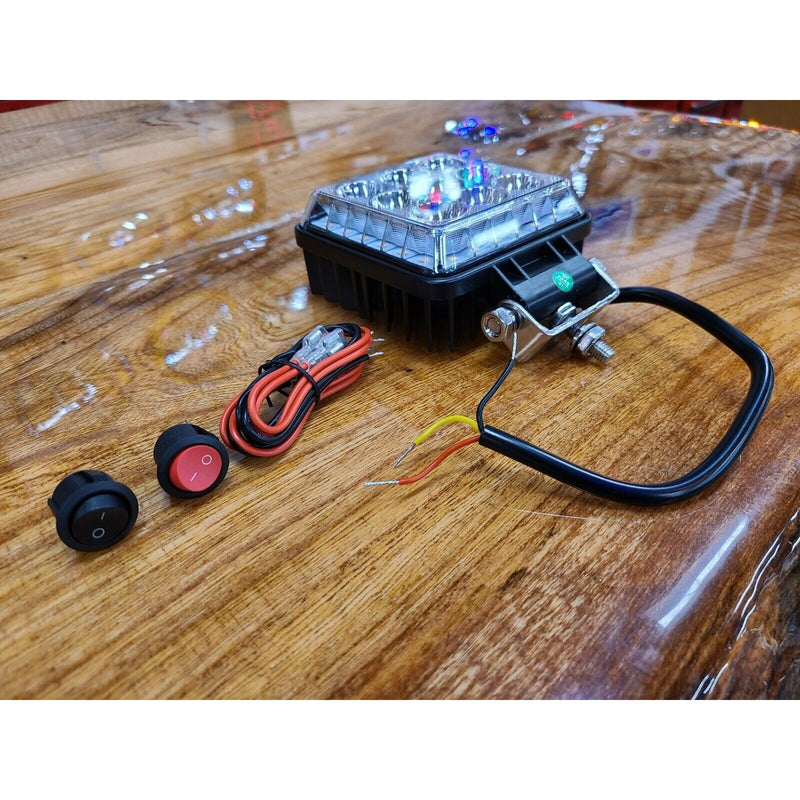 TLED-U118 trux 4.25" SQUARE STROBE SERIES SPOT LED WORK LAMP WITH AMBER STROBE Work light Dim Gray